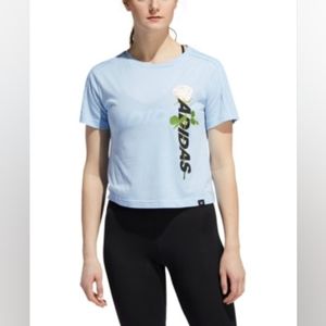 Adidas Work In Progress Essentials Floral Graphic Tee T-Shirt Light Blue Large